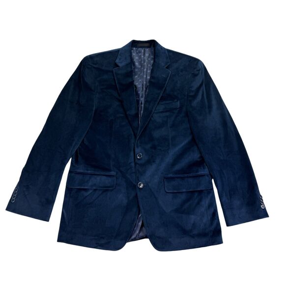 Michael Kors Mens Kent Classic Fit Velvet Sport Coat Navy Blue 40R - Picture 1 of 4
